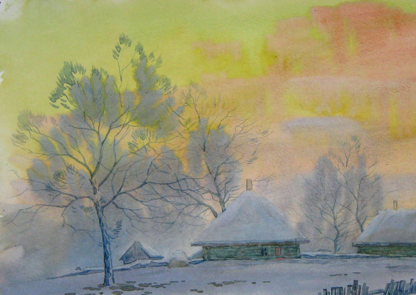 Valery Savenets captures the frosty essence in this watercolor painting