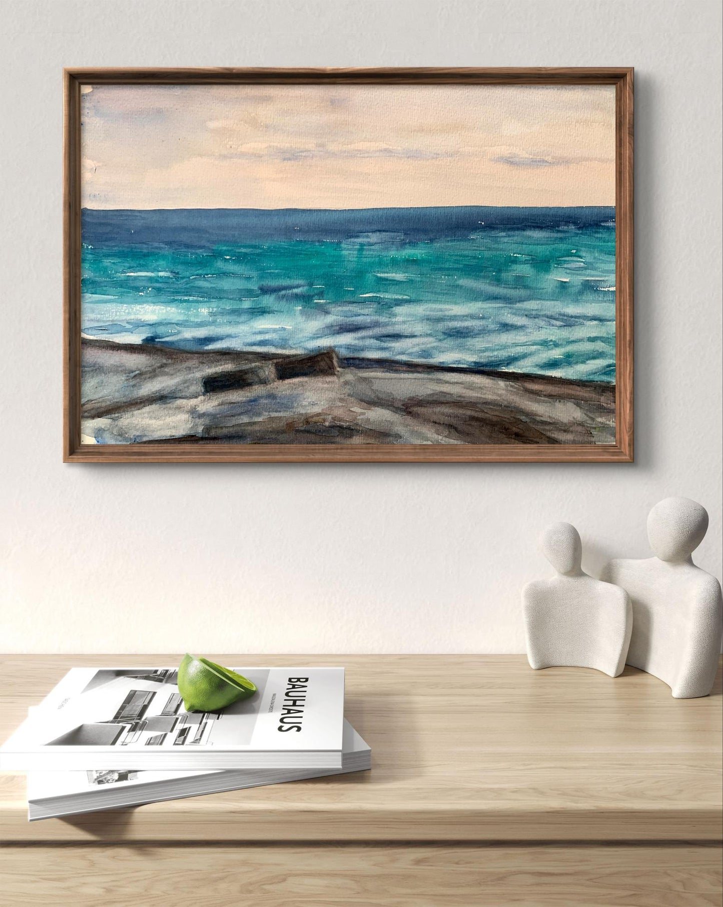Watercolor painting Evening sea tide Unknown artist