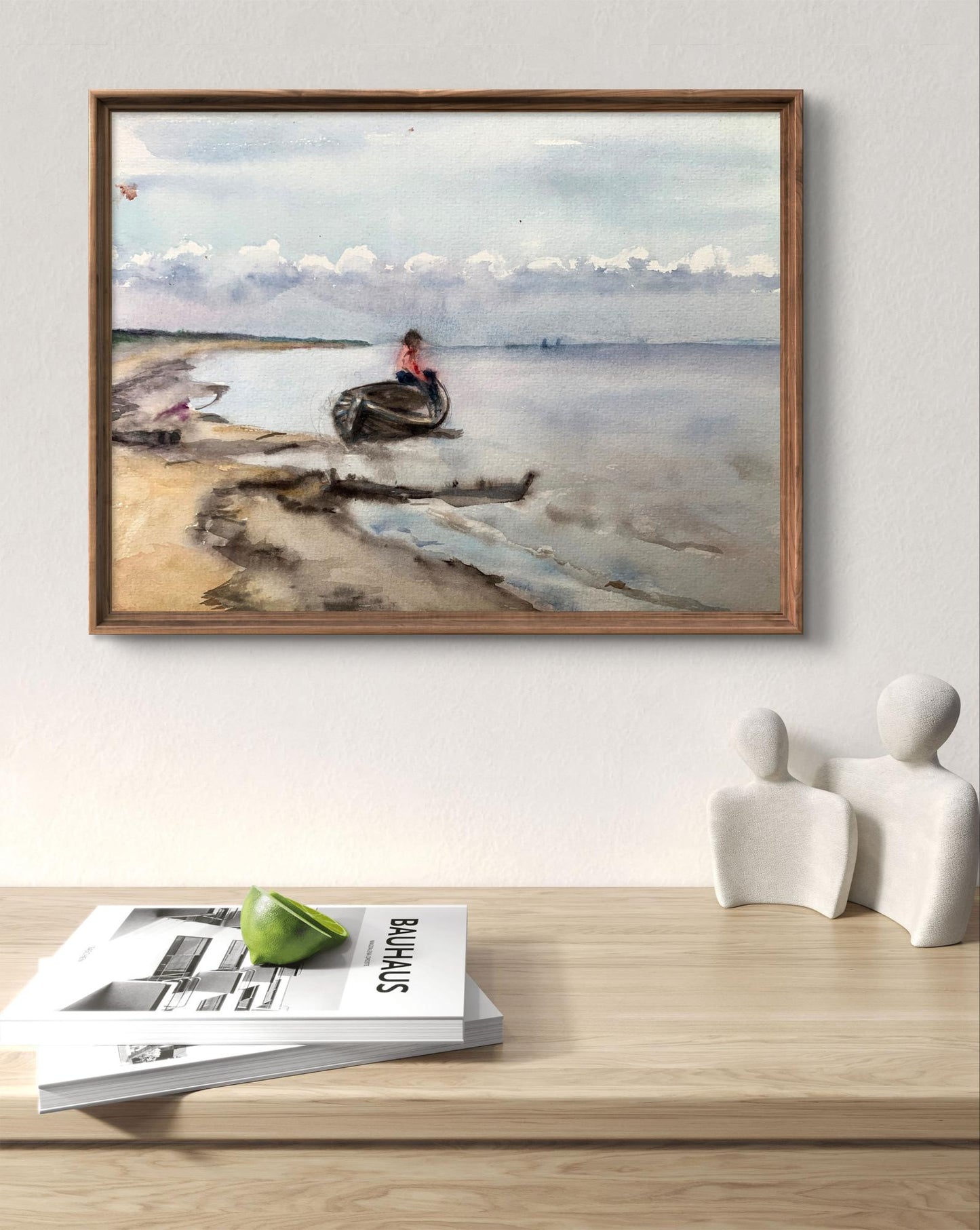 Watercolor painting Waiting for a man Unknown artist