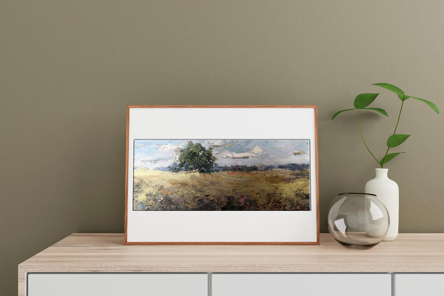 Oil painting The wind over the field