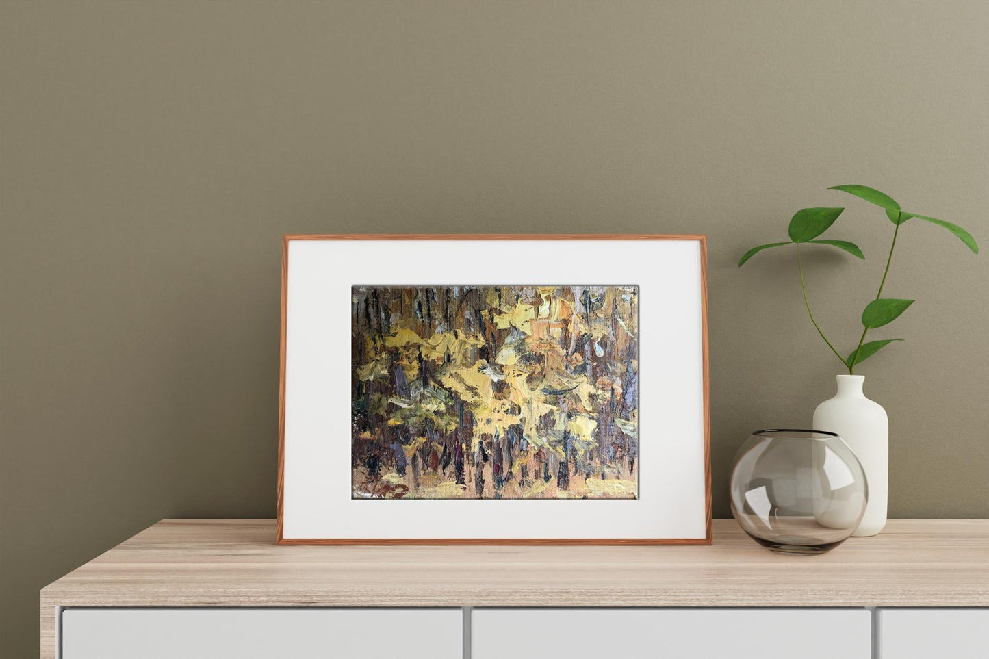 Oil painting Autumn forest