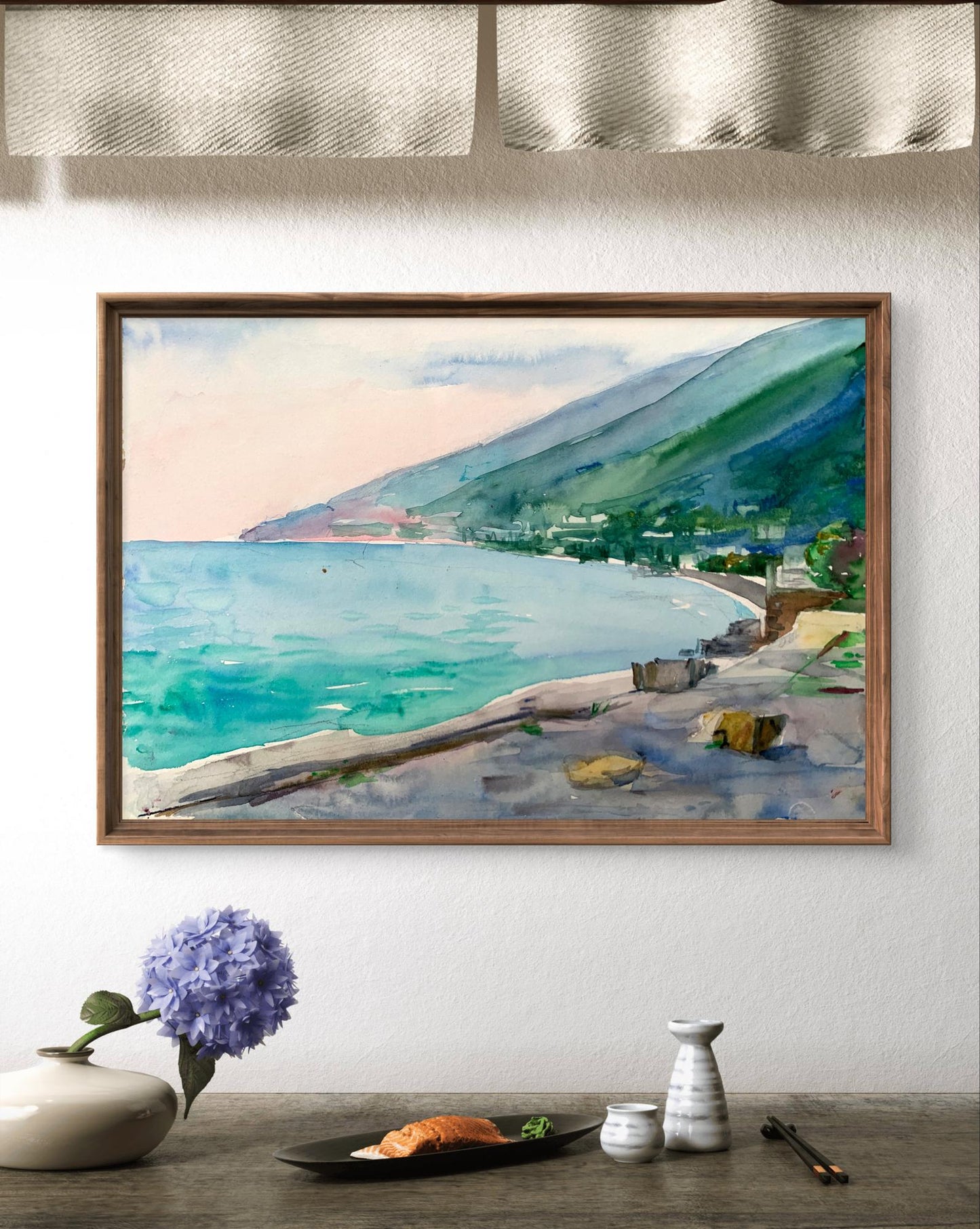 Watercolor painting Big mountains Unknown artist