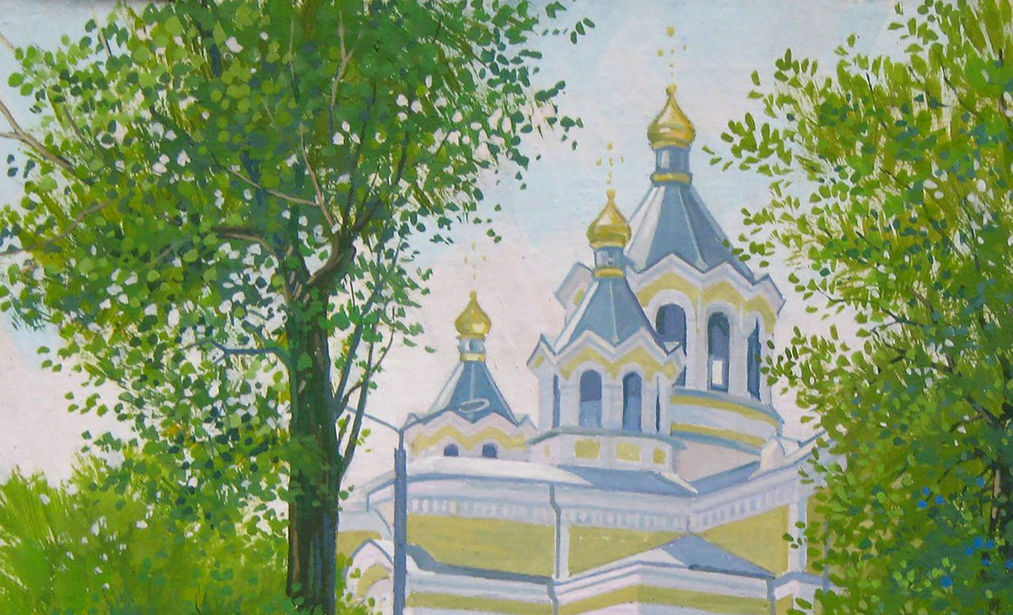 Acrylic painting City morning