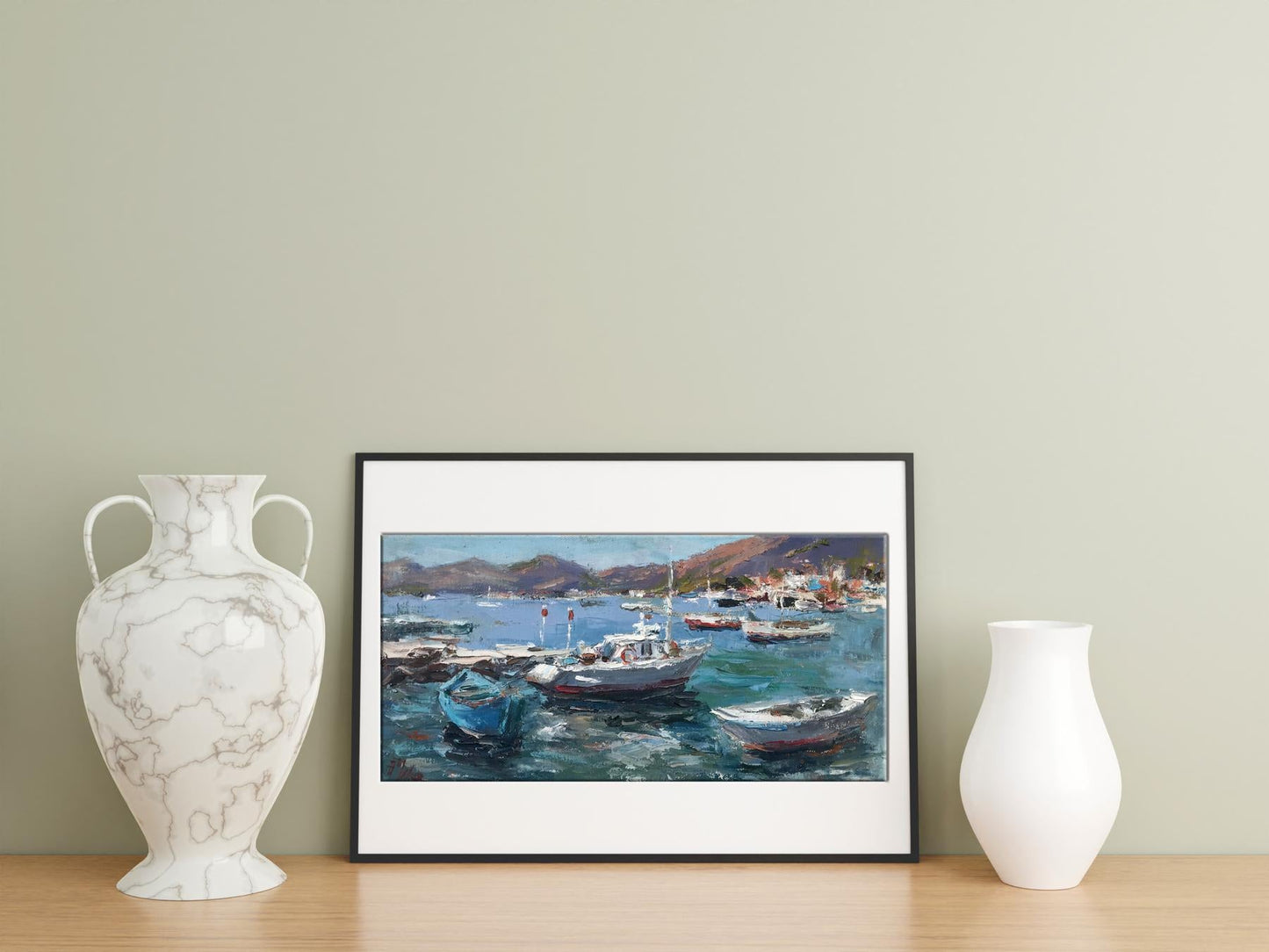 Oil painting Yacht port
