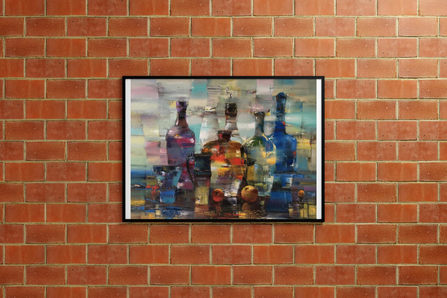Abstract oil painting Bottles