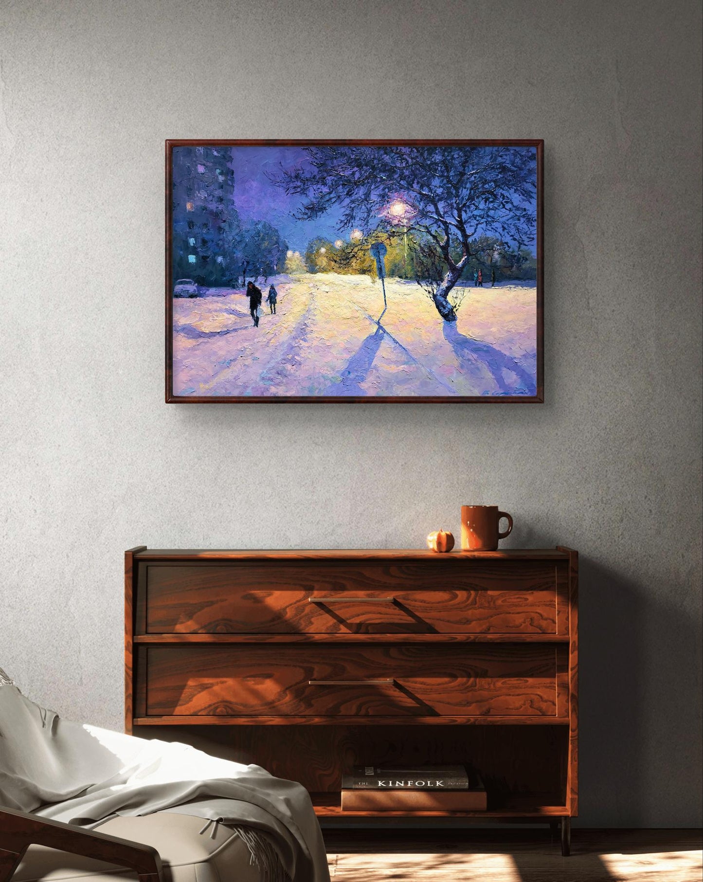 Oil painting Quiet winter evening Boris Serdyuk