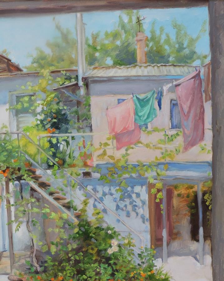 Oil painting Old town yard Osnach Olesia
