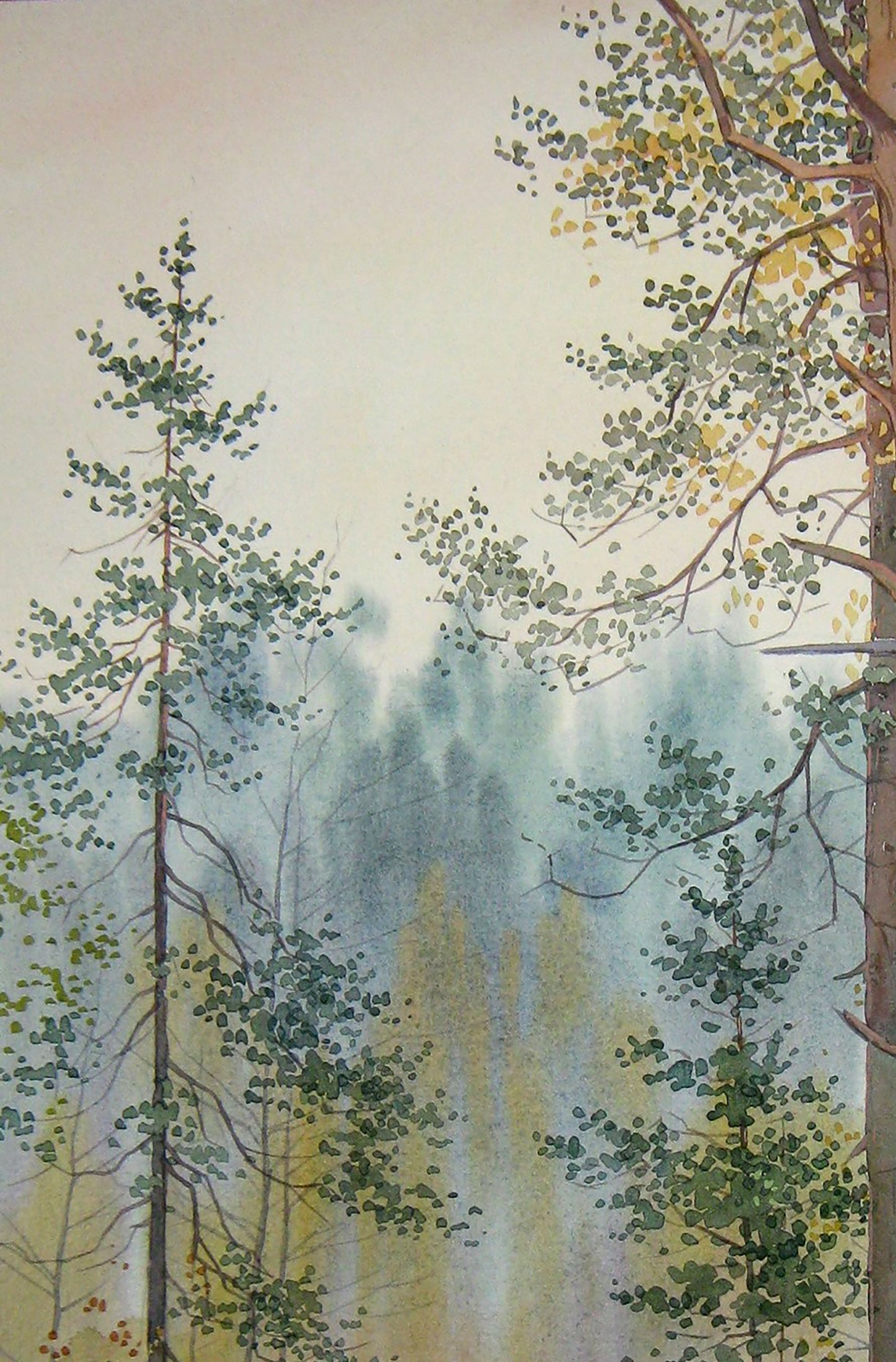 Watercolor painting Autumn Nature Landscape Savenets Valery