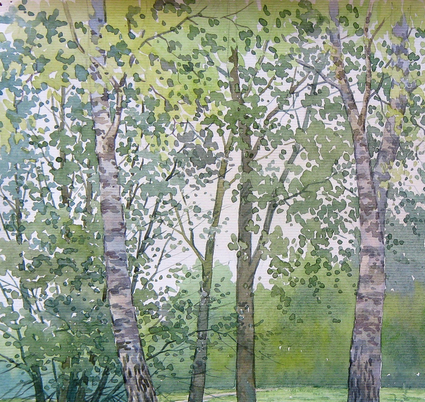 Watercolor painting July Nature Landscape Valery Savenets