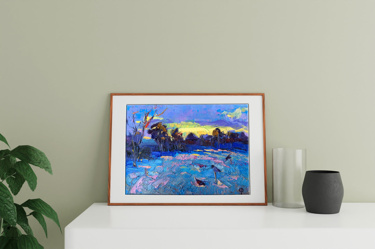 Oil painting Winter night