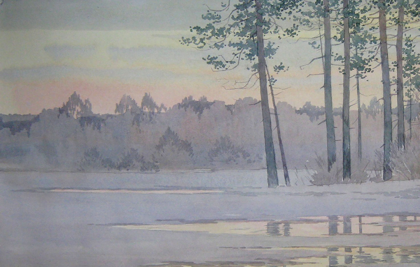 Watercolor painting Nature Landscape Savenets Valery