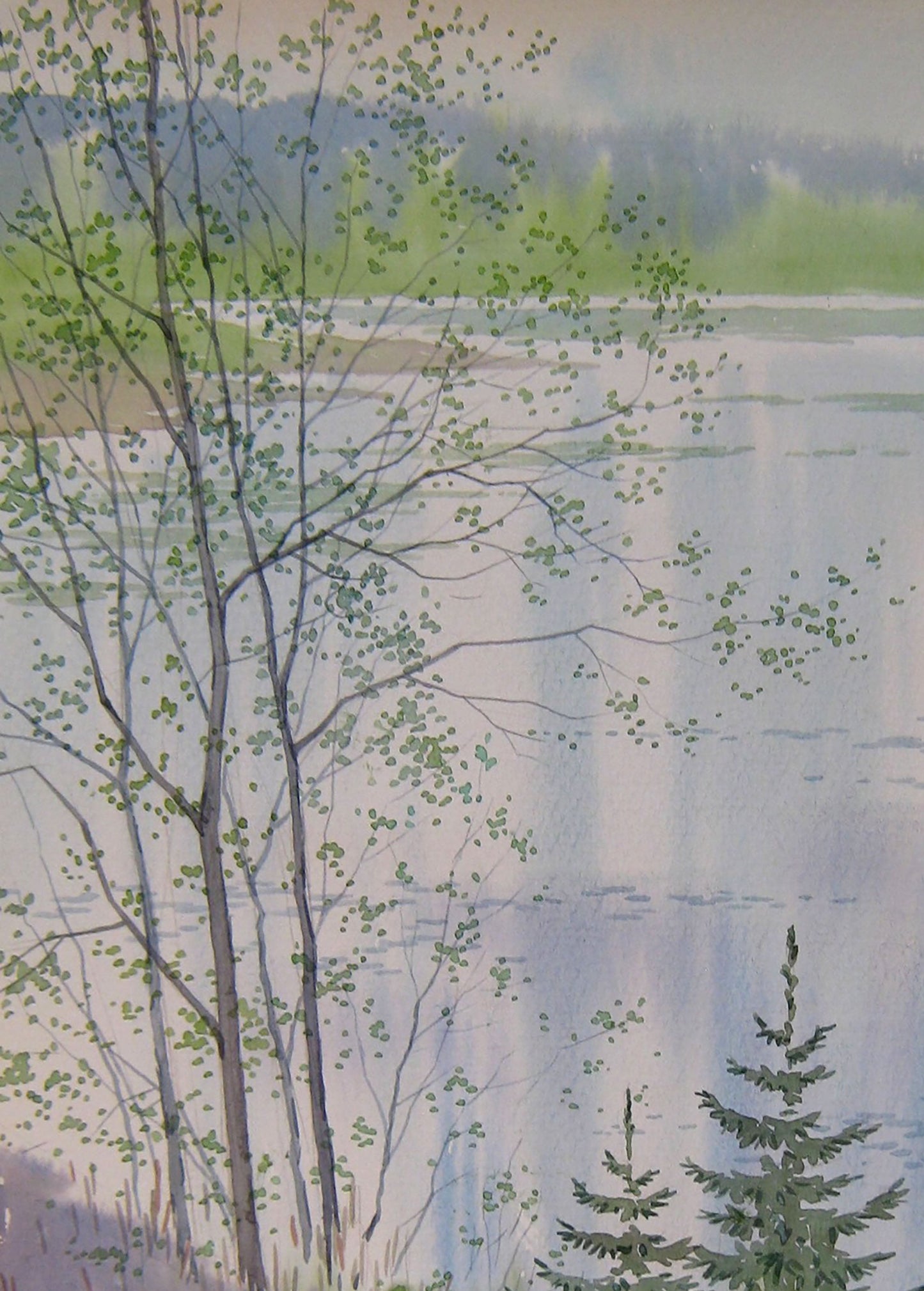 Watercolor painting April TNature Landscape Savenets Valery