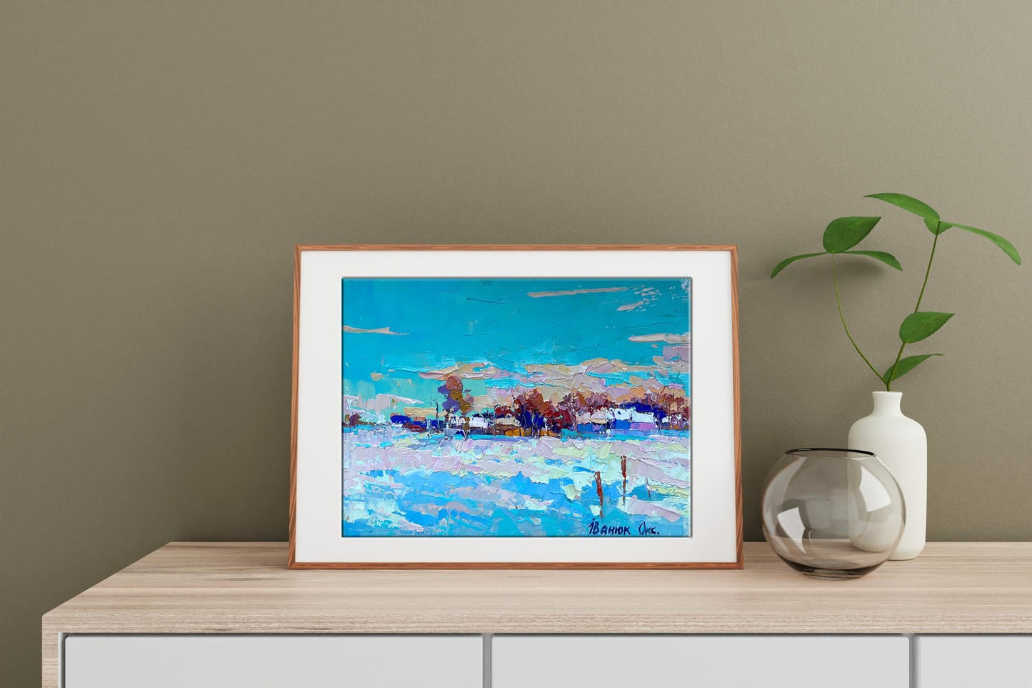 Oil painting Village landscape