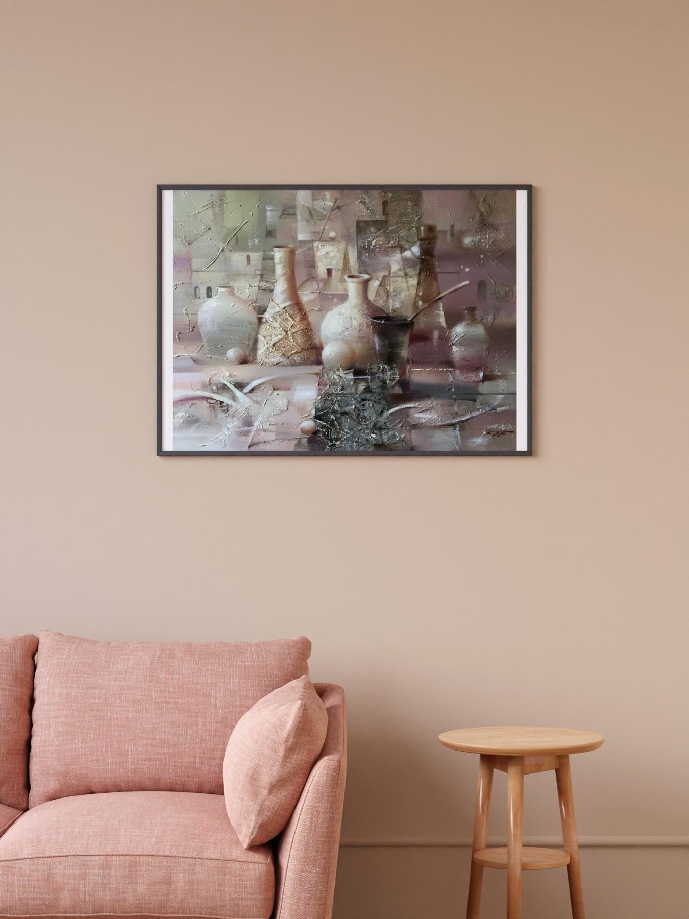Abstract oil painting White still life