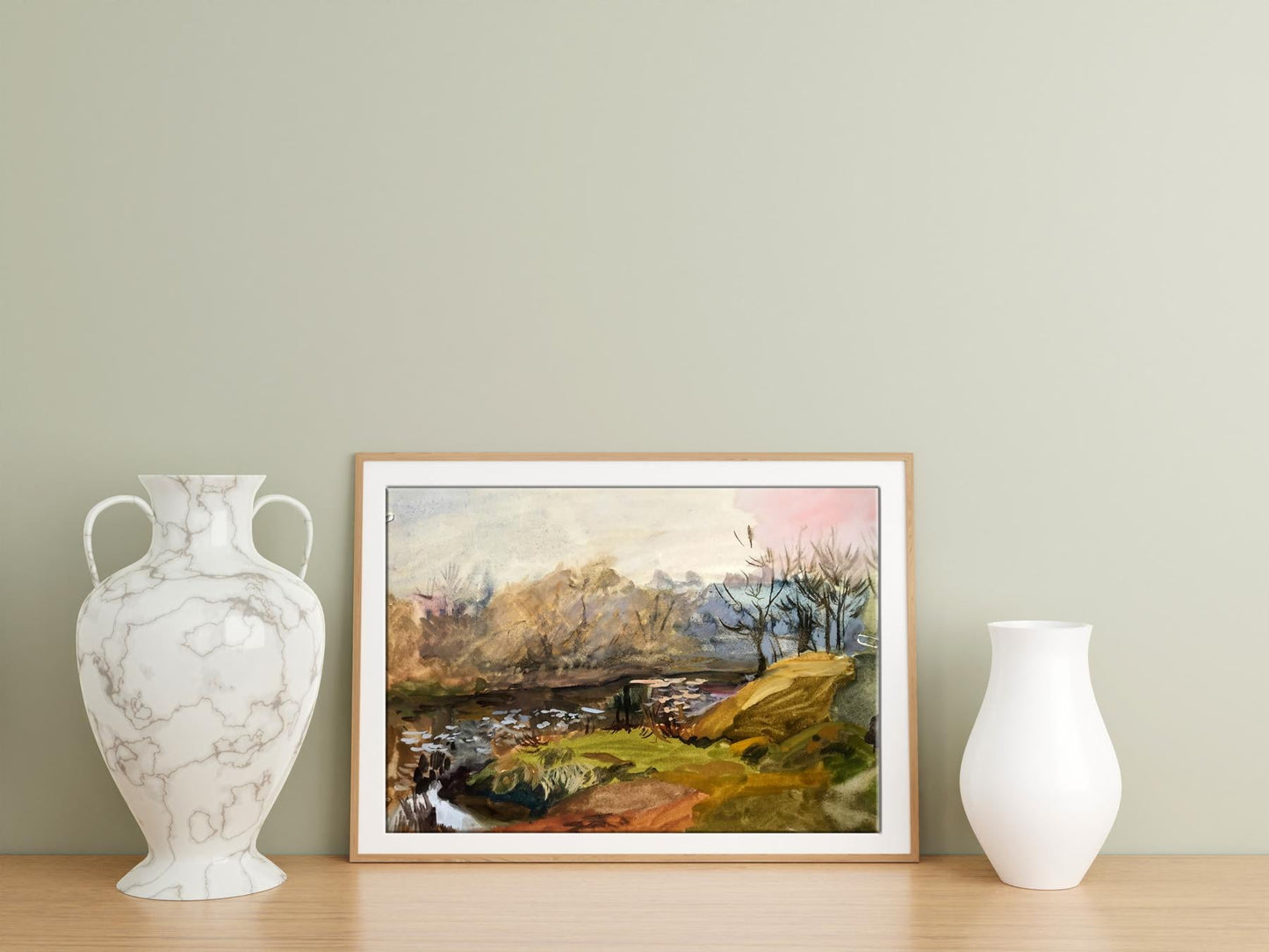 Gouache painting showcasing "Autumn Days" by Anya Rebikova