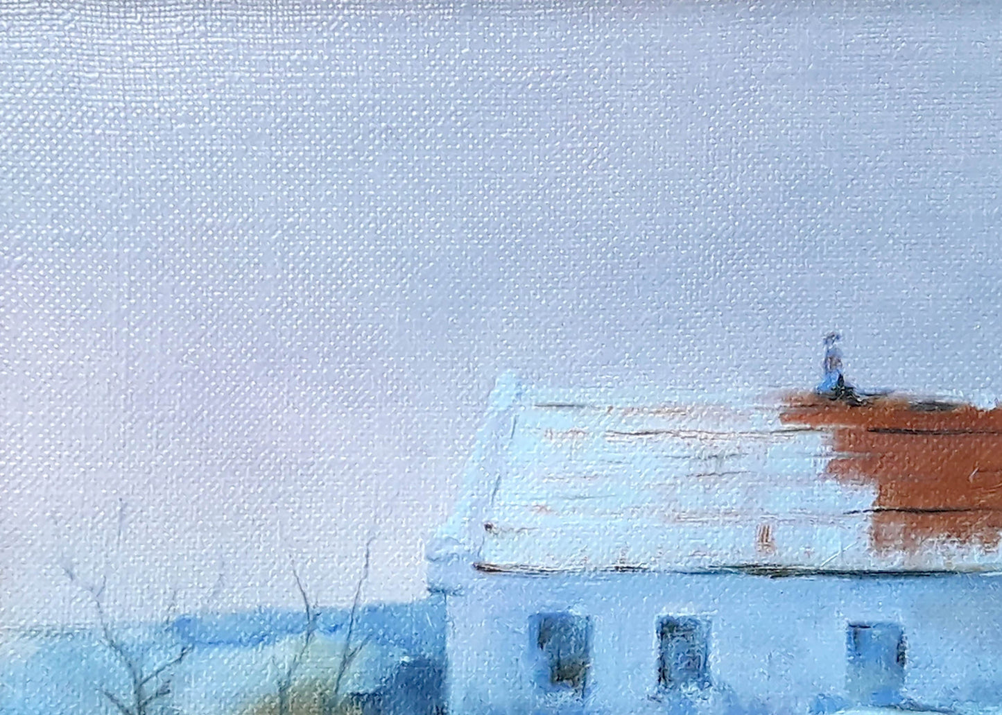 Oil painting The house is covered in snow Vasily Korkishko