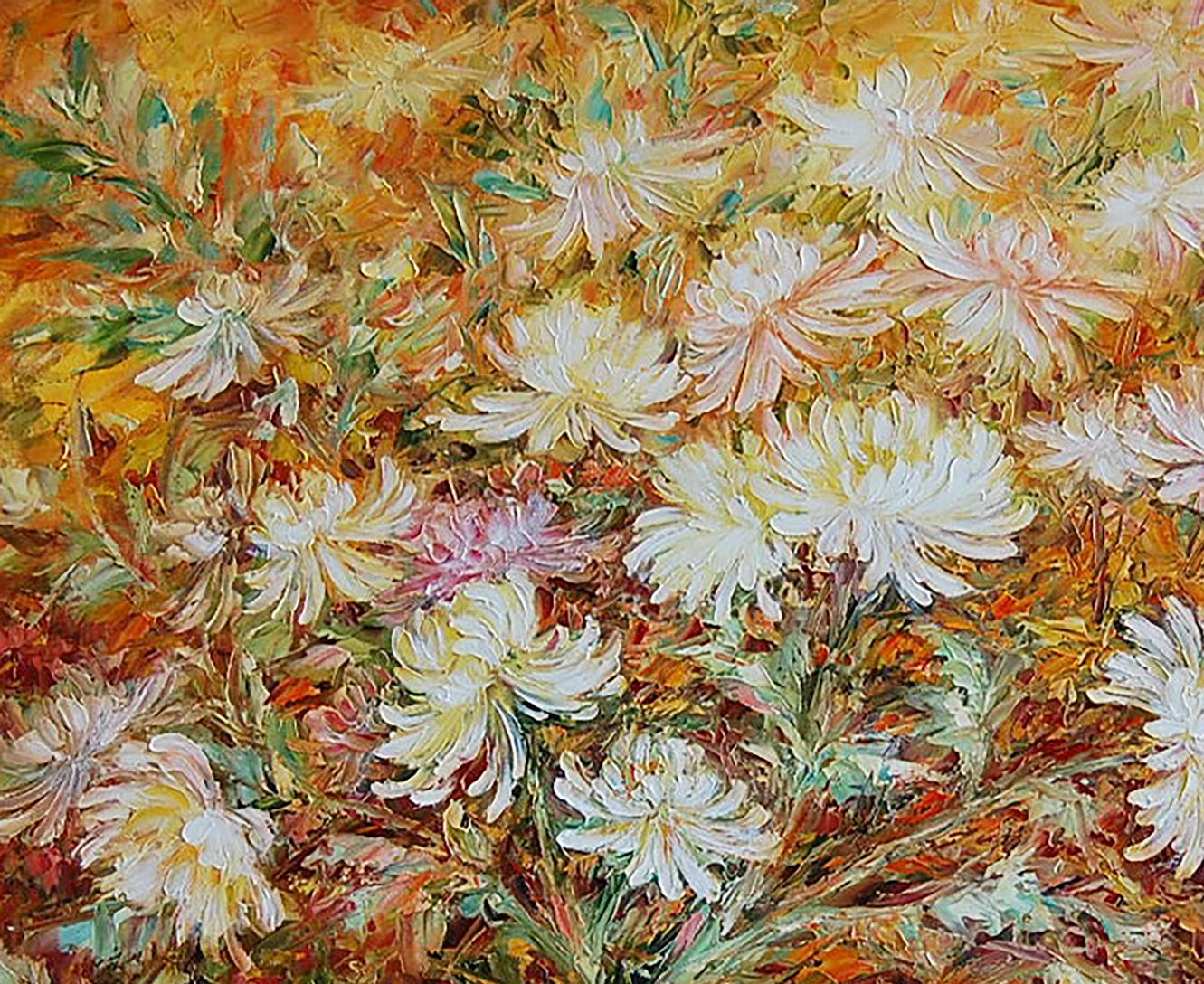 Oil painting Chrysanthemum Flowers still life