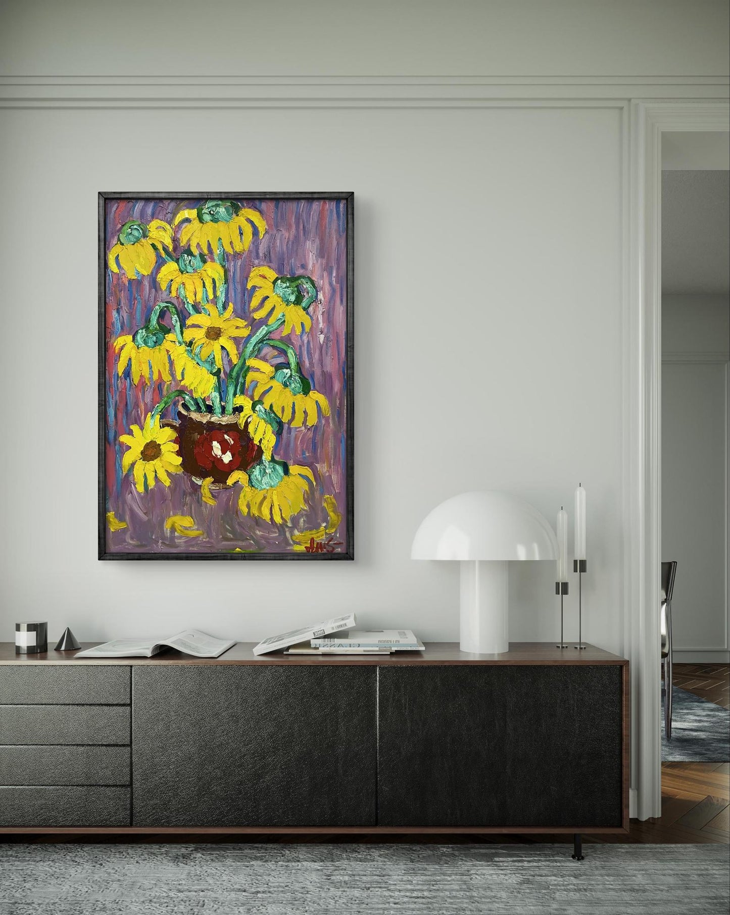 Oil painting Sunflowers still life Oleksiy Dakhnenko