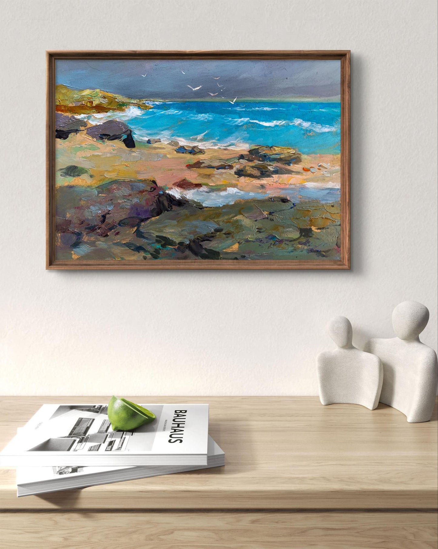 OIl painting White seagulls on the seashore Yuriy Suprunchuk