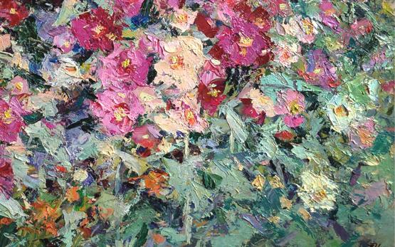Oil painting Mallow Flowers