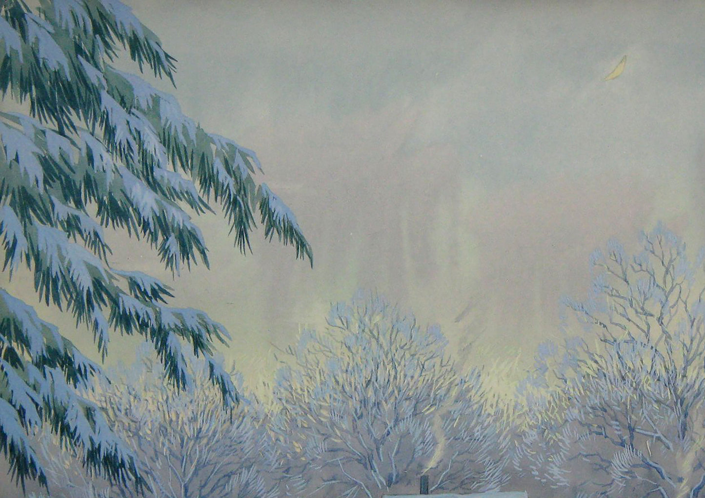 Watercolor painting Evening Village landscape Savenets Valery