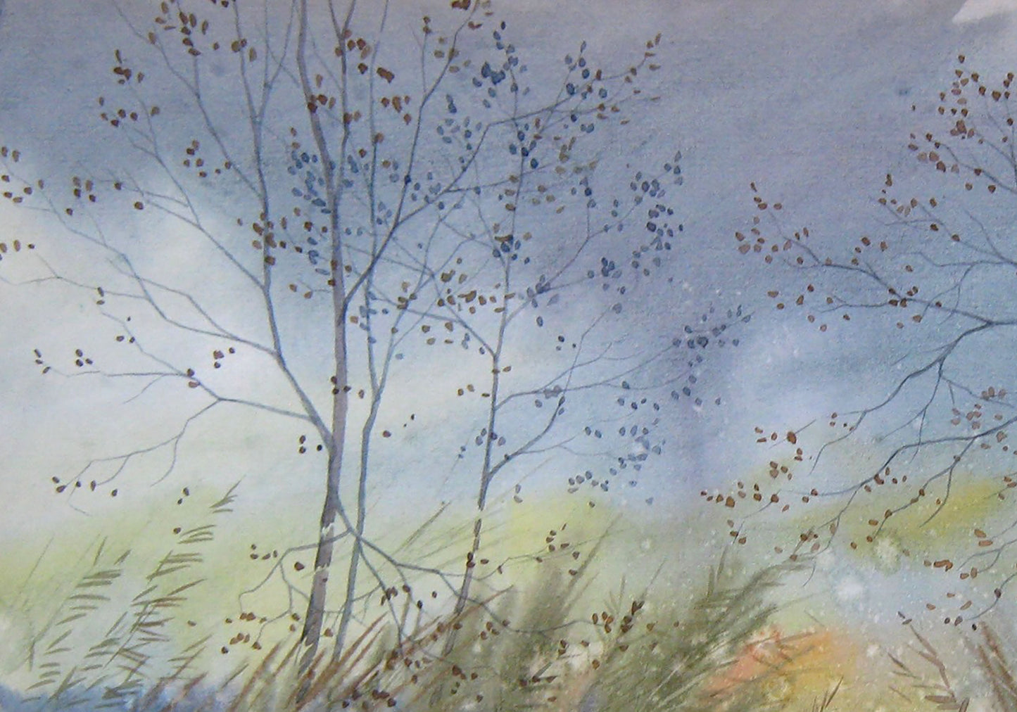 Watercolor painting November Nature Landscape Savenets Valery