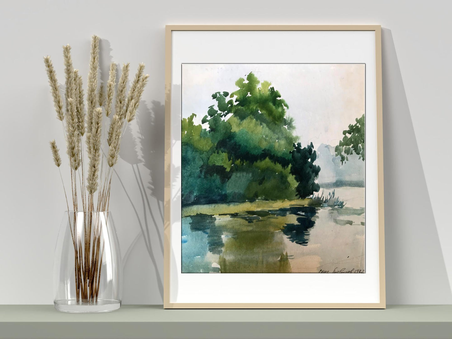 Watercolor painting River in the forest Litvinov Oleg Arkad'yevich