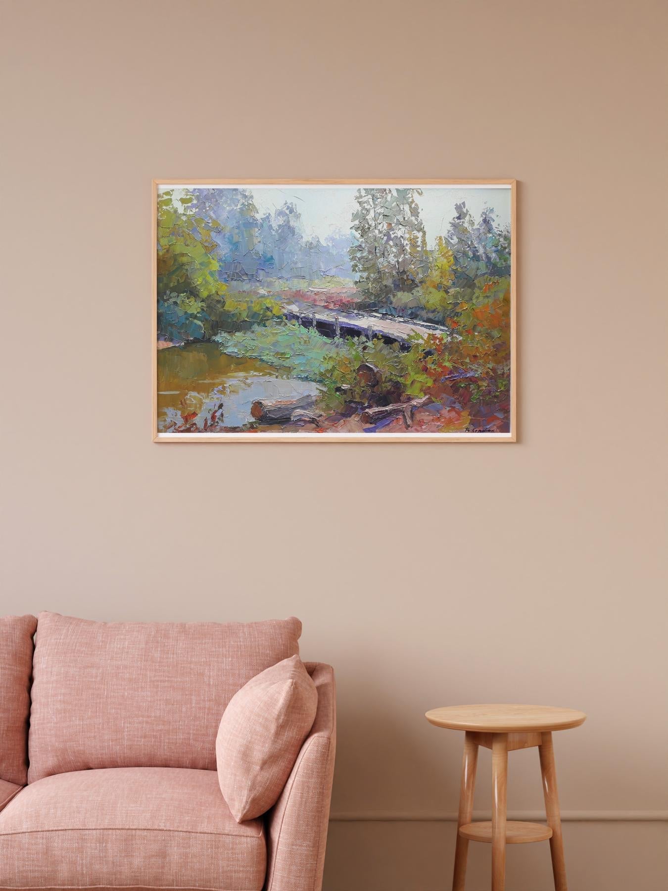 Oil painting Bridge in the forest Serdyuk Boris Petrovich