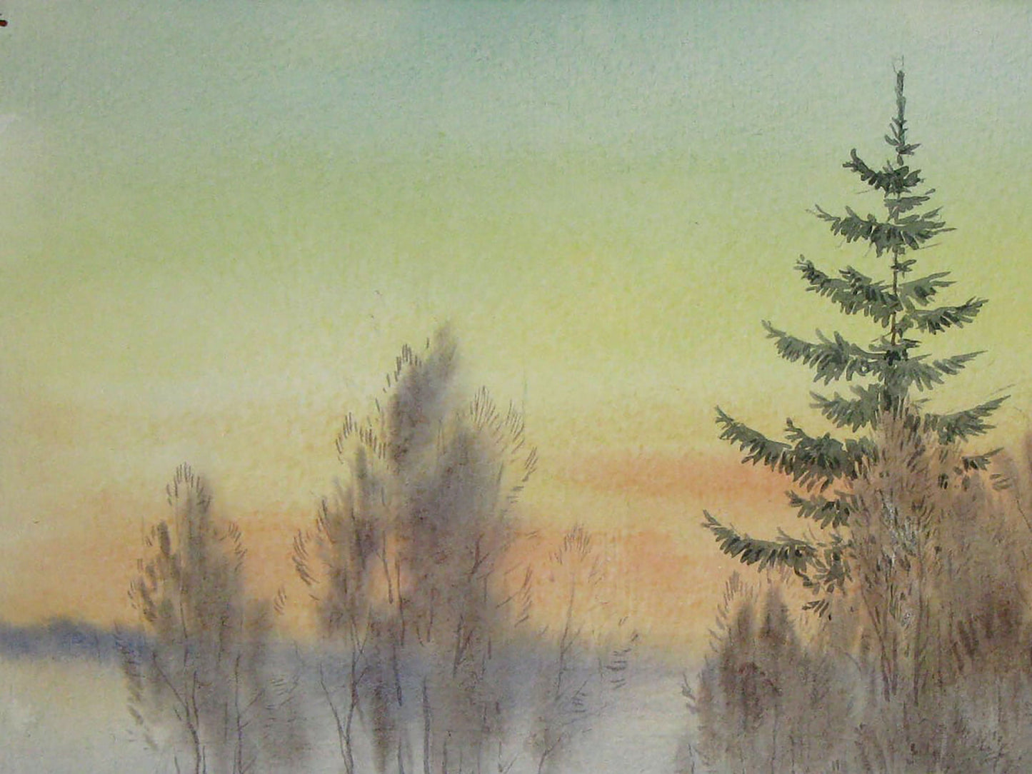 Watercolor painting Nature Landscape Savenets Valery