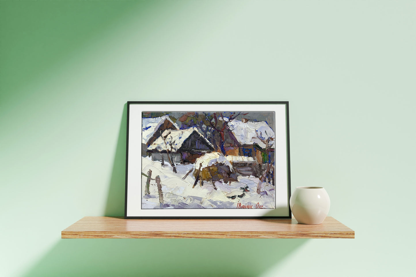 Oil painting Winter yard
