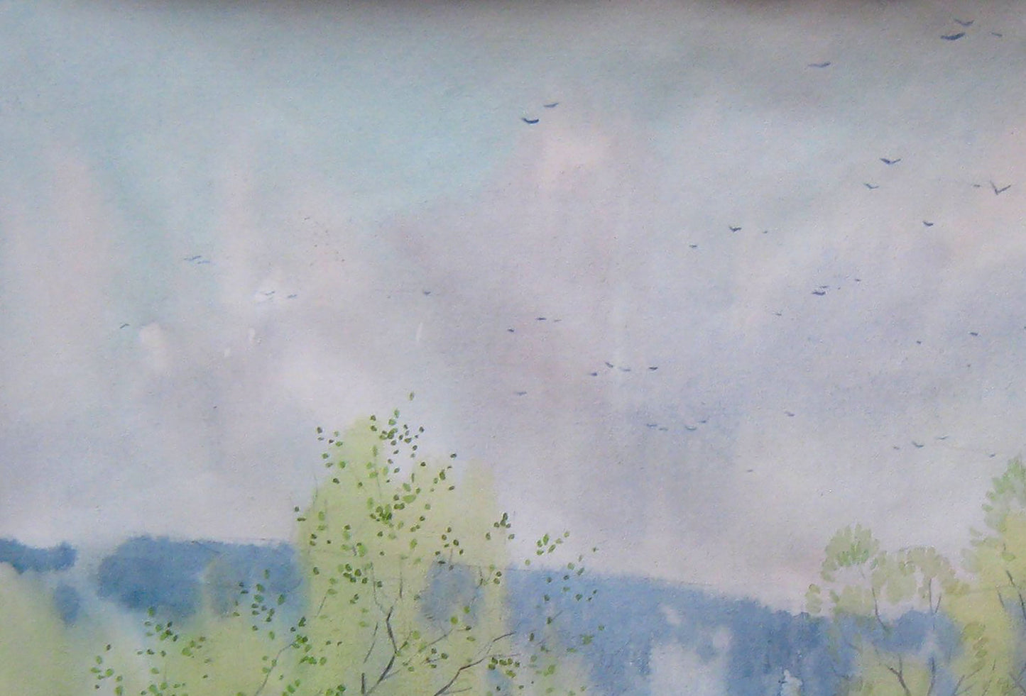 Watercolor painting April Nature Landscape Savenets Valery