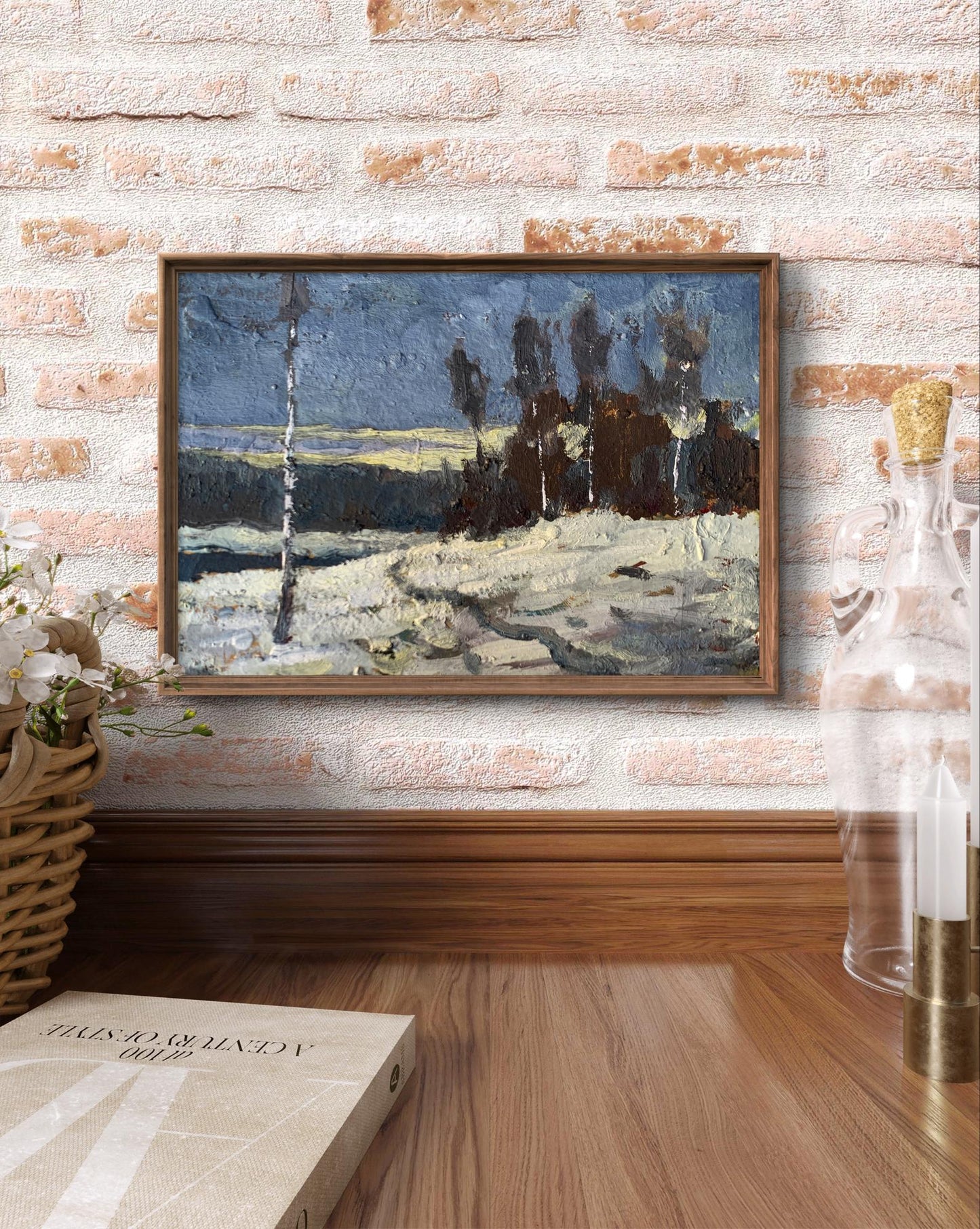 Oil painting Winter evening Leonid Maistrenko