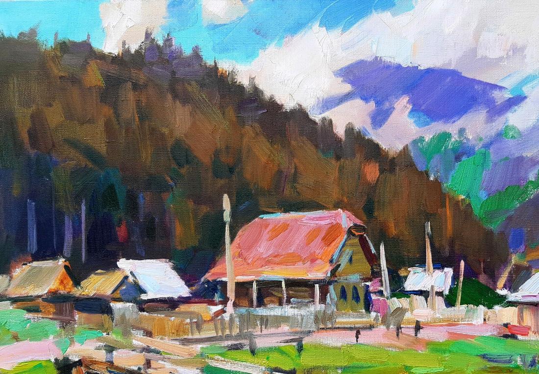 Oli painting Carpathians Mountain Pereta Vyacheslav