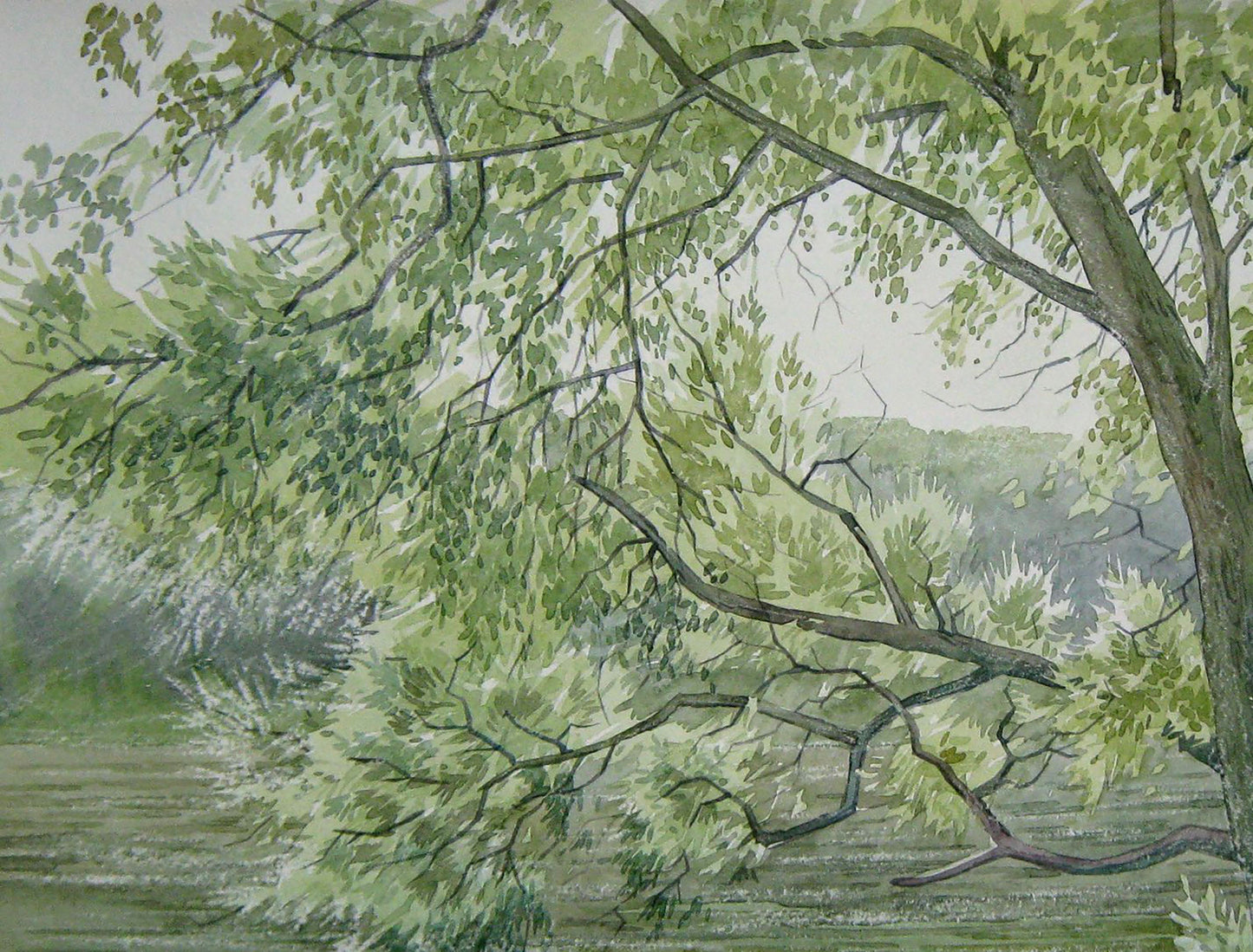Watercolor painting Nature Landscape Savenets Valery
