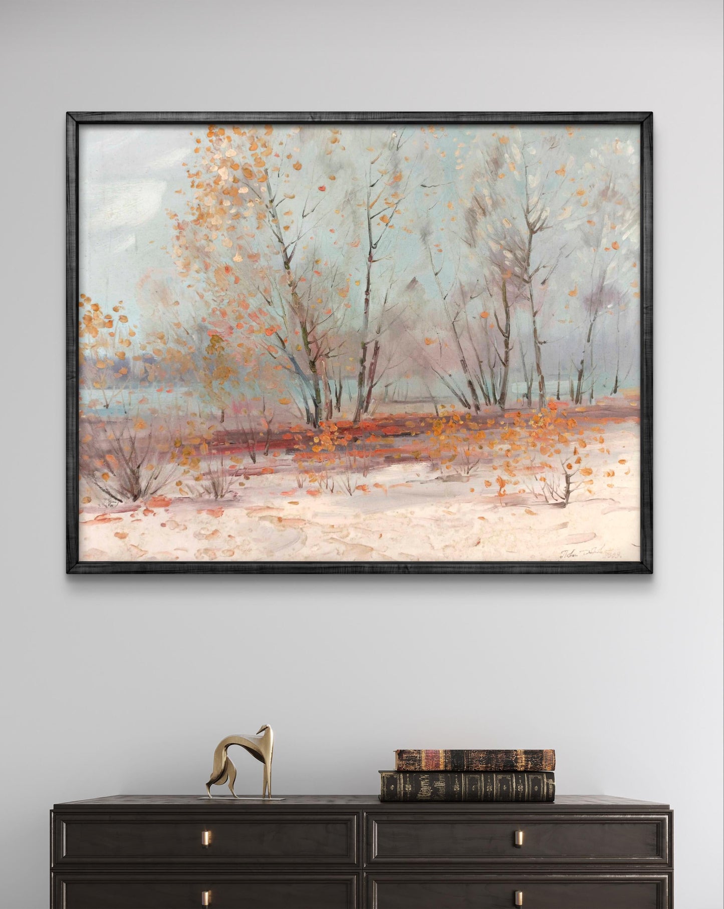 Oil painting Early snow in autumn Peter Dobrev