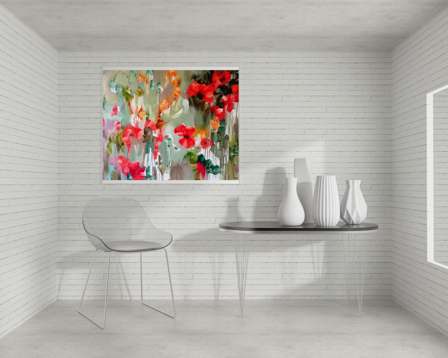 Abstract oil painting Crimson Petal Medley Anatoly Tarabanov