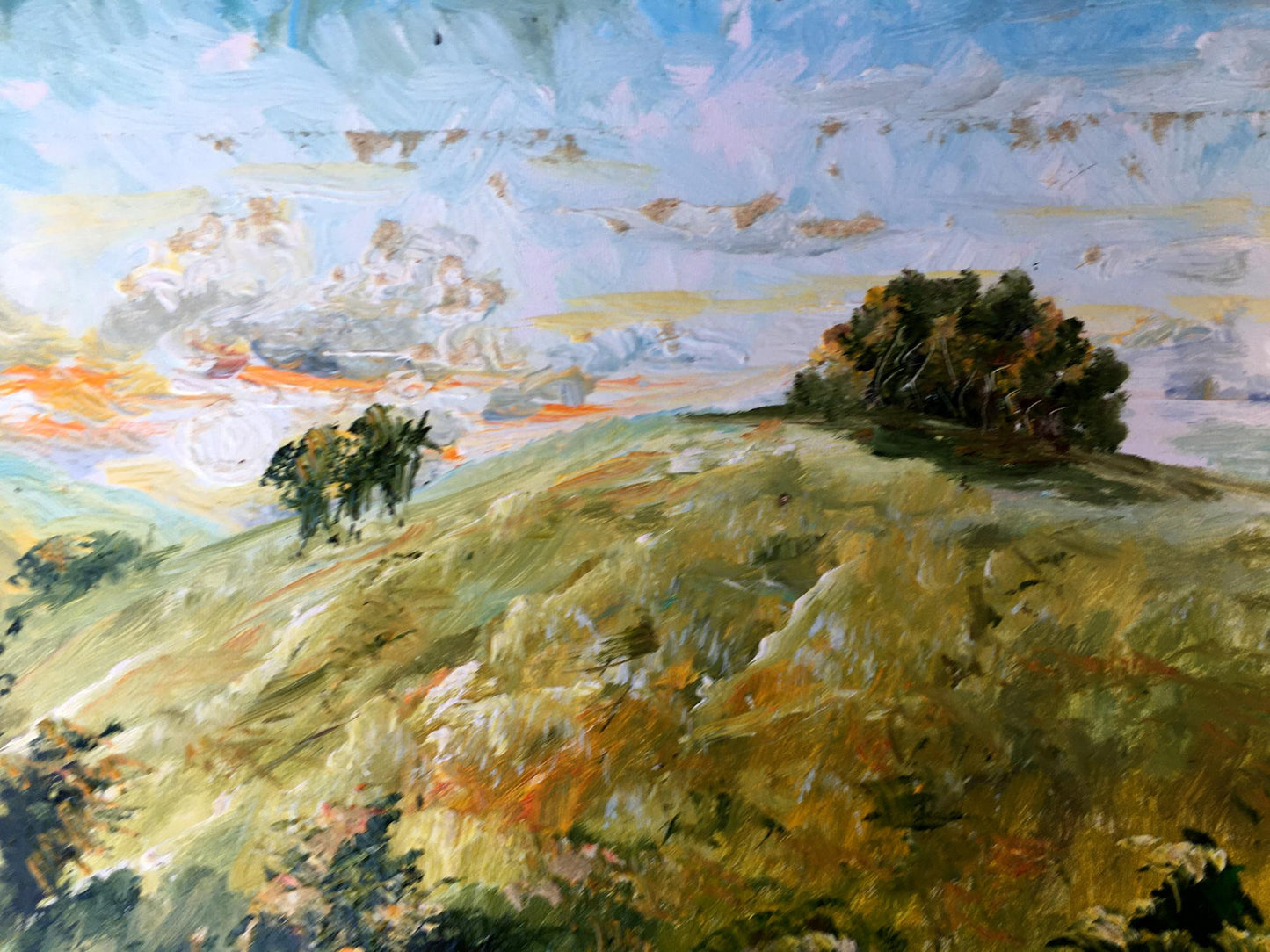 Oil painting Mountain fields Unknown artist