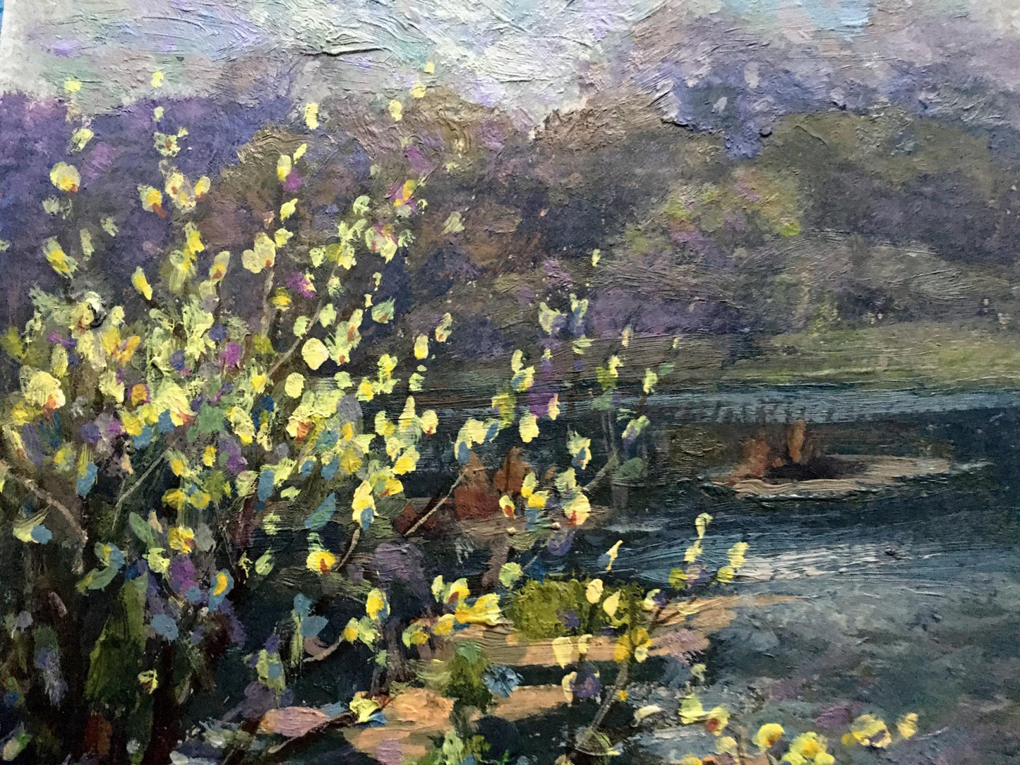 Oil painting Blooming willow and forest Vladimir Batrakov