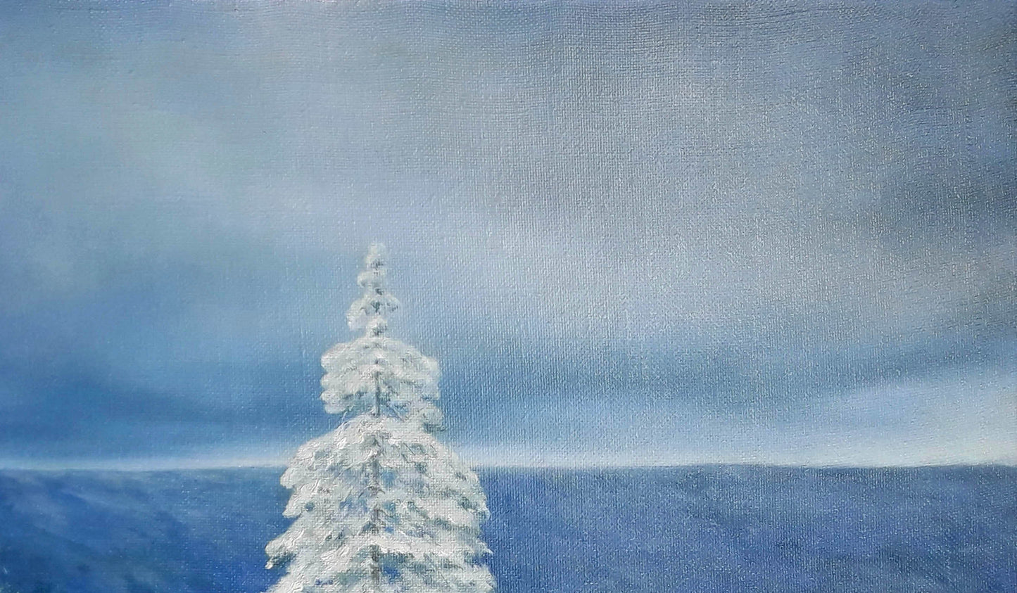Oil painting Walk through the winter mountains Vasily Korkishko