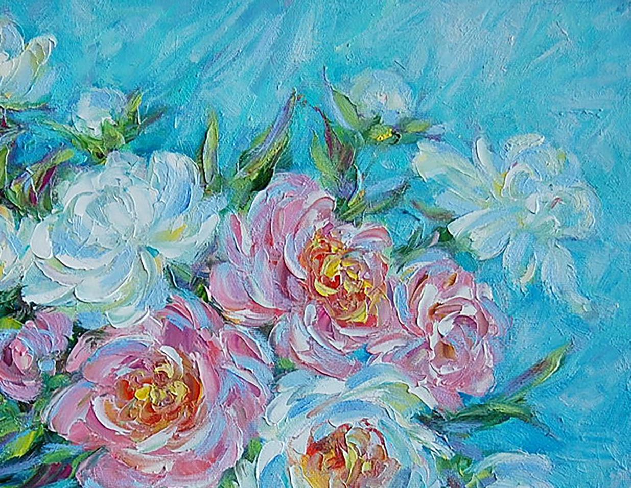 Oil painting still life Bouquet of Peonies