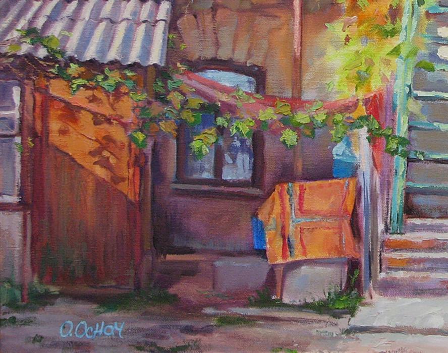 Oil painting City house Osnach Olesia