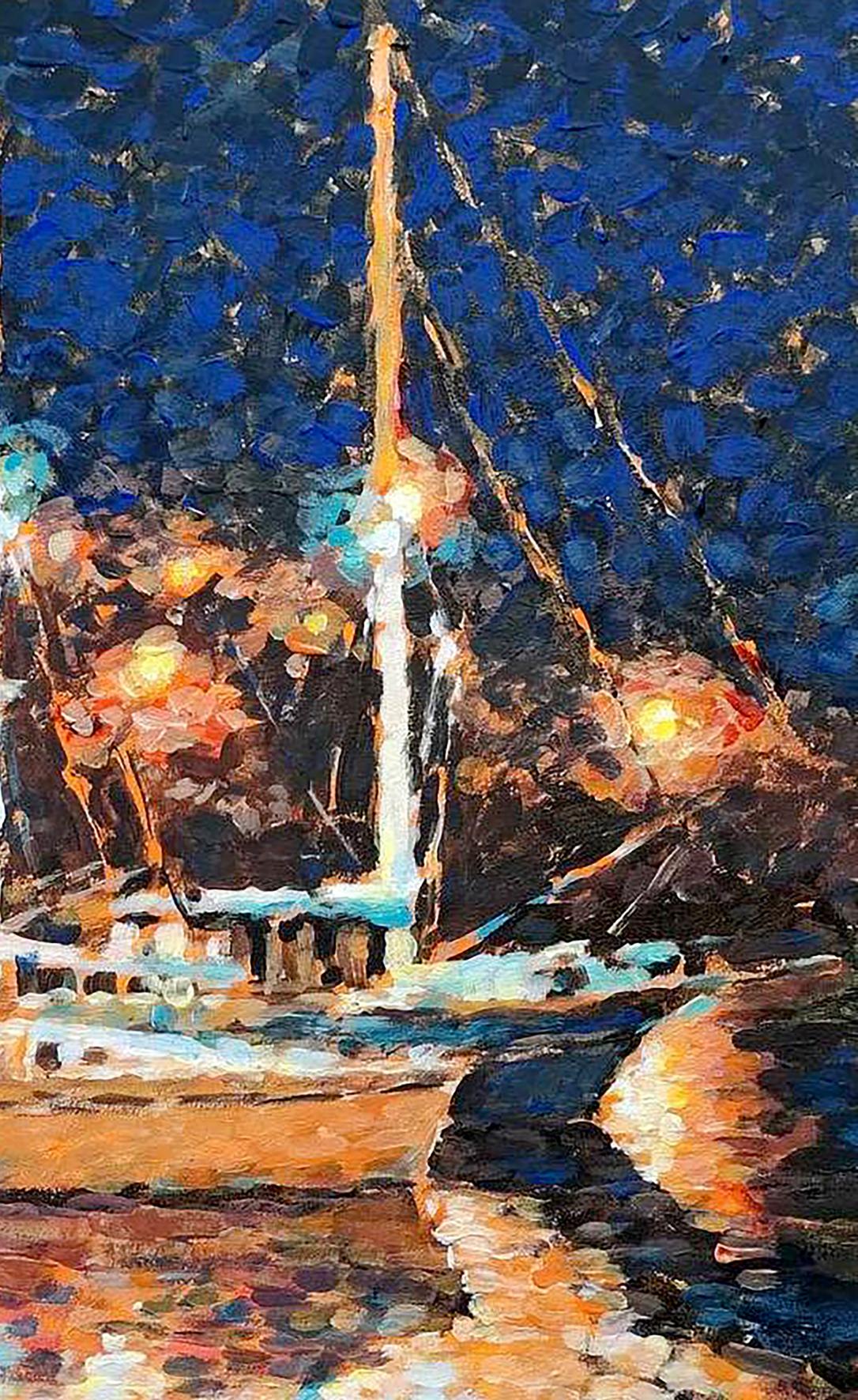Acrylic painting Evening Sea Osnach Olesia