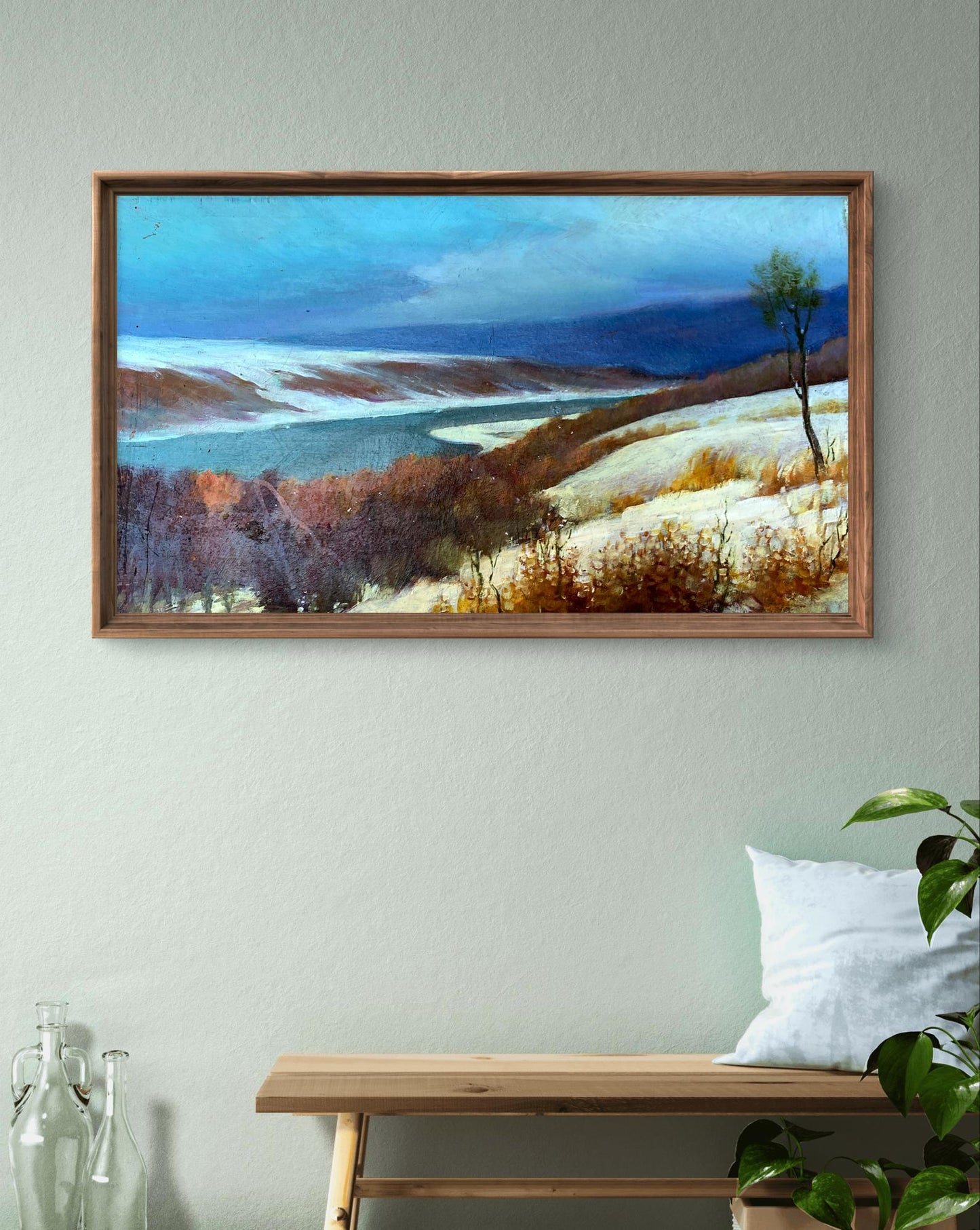 Oil painting The field was covered with snow Mykhailo Burdylo