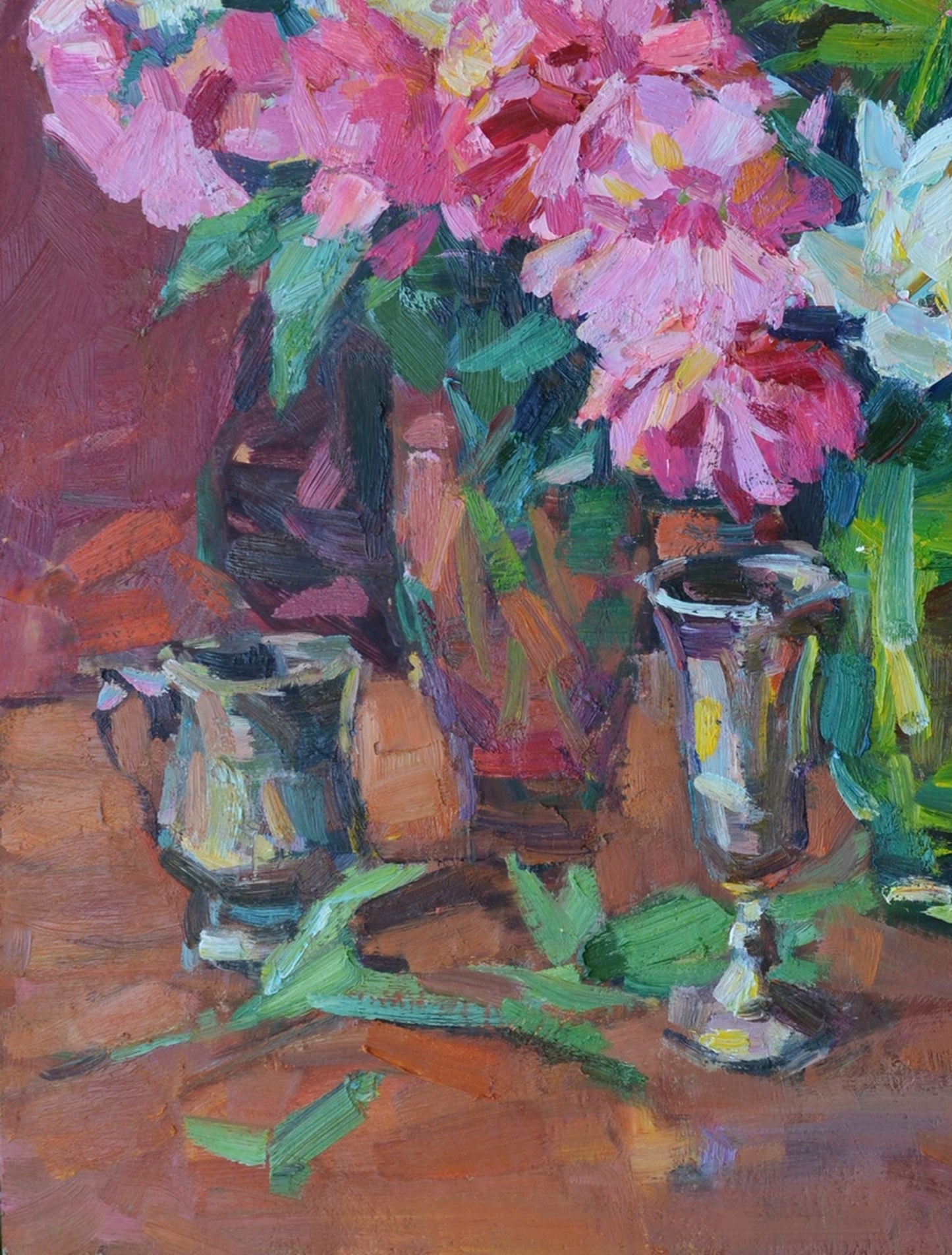 Oil painting Peonies Flowers still life Pereta Vyacheslav