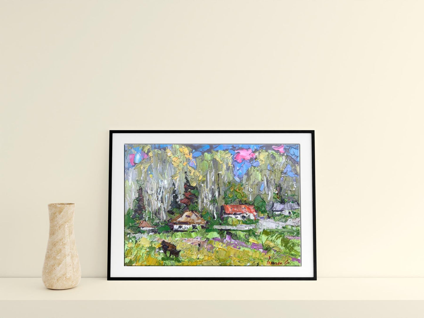 Oil Painting Nature Landscape Village landscape Art