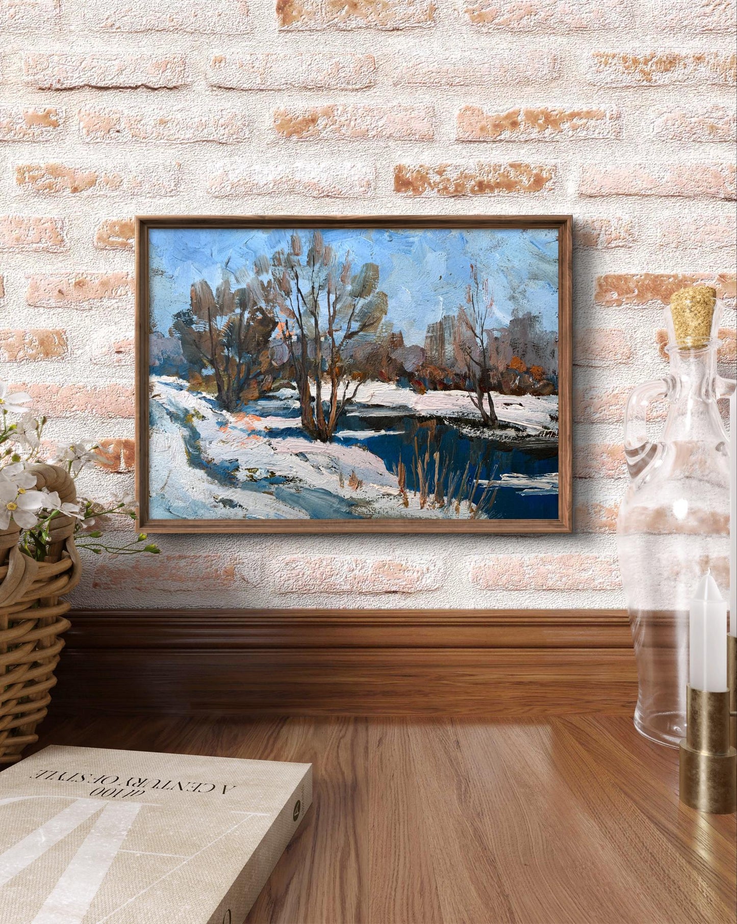 Oil painting Bright winter meadow Leonid Maistrenko