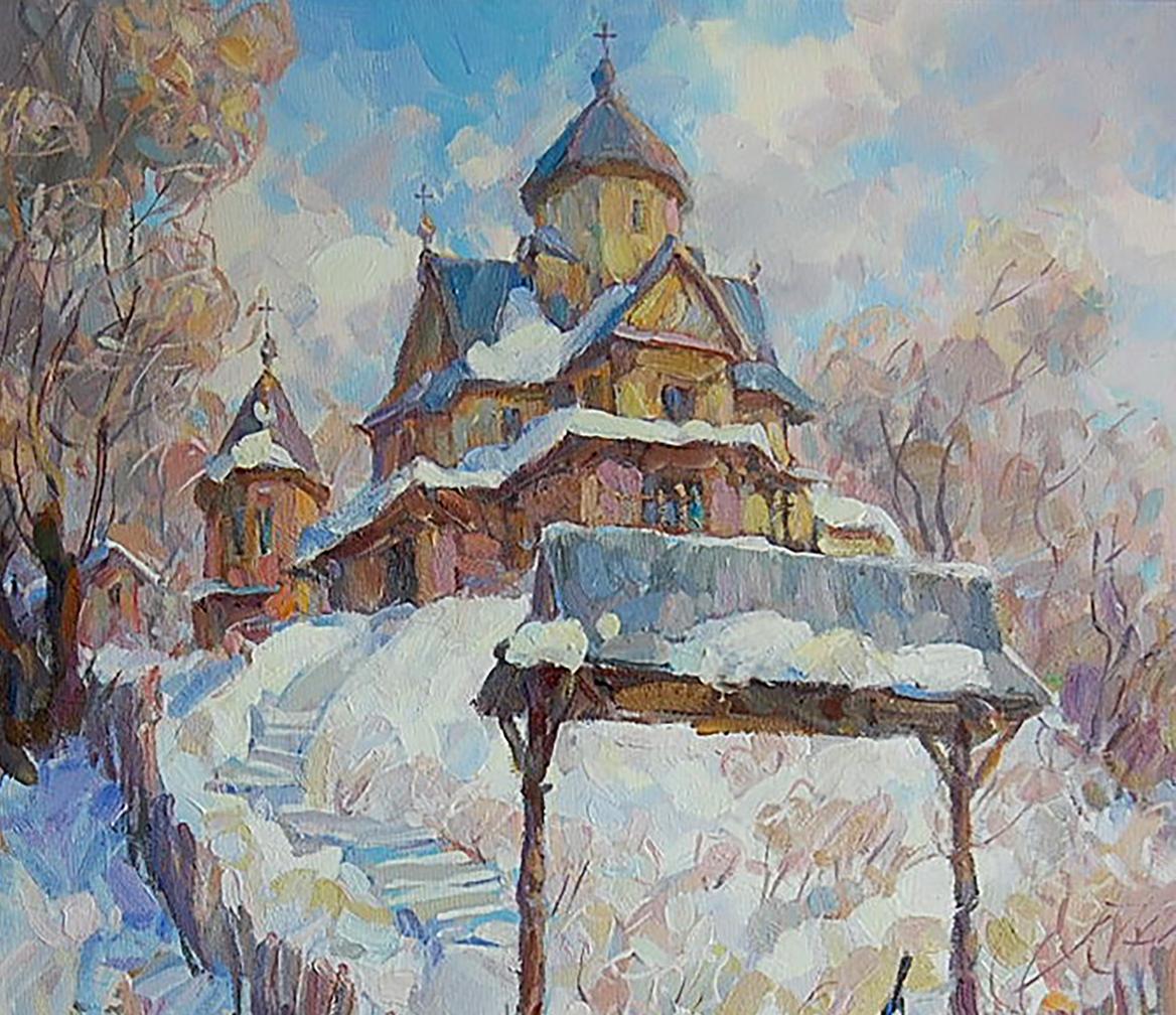 Oil painting Winter City