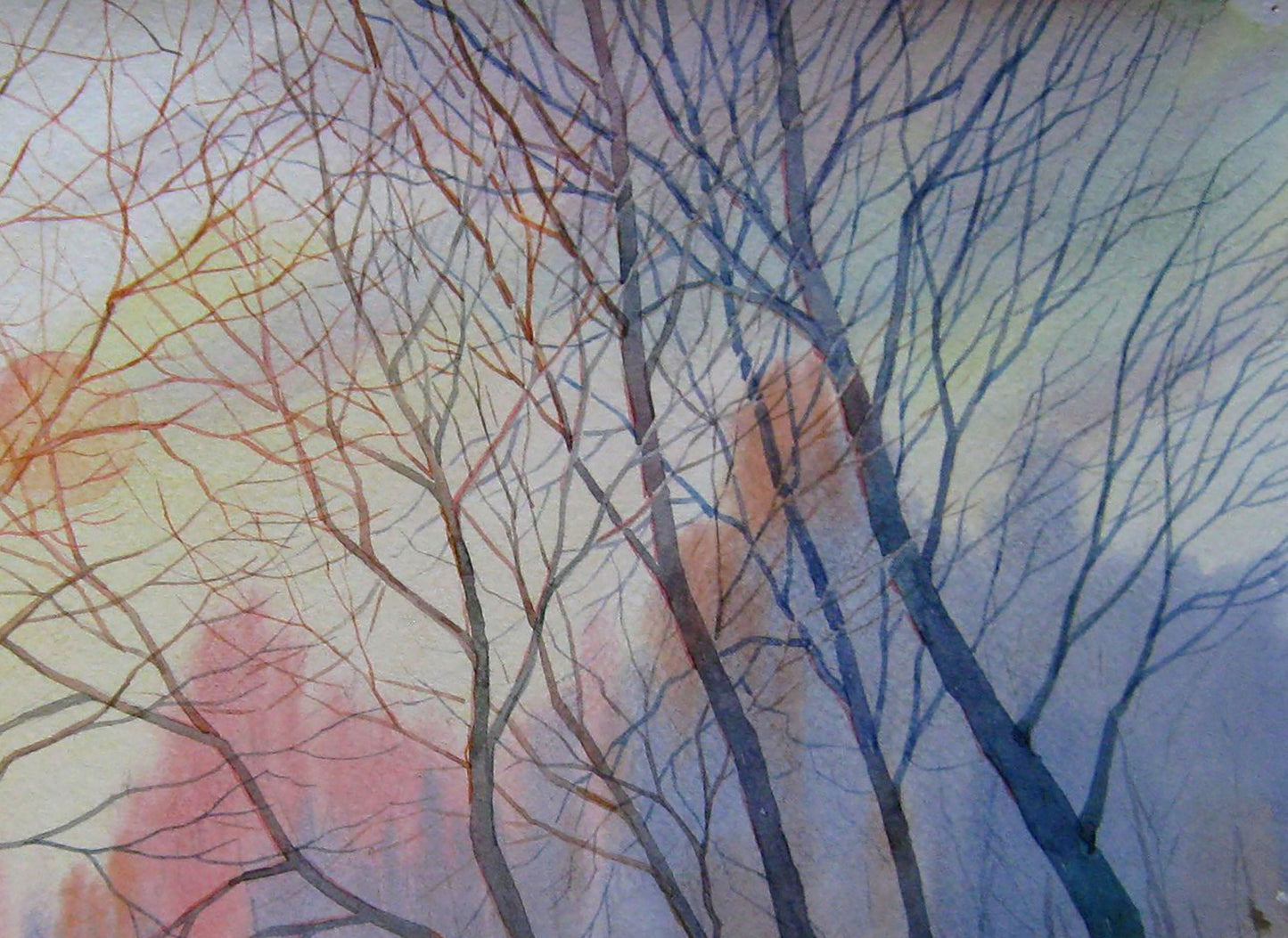 Watercolor painting Winter Landscape Savenets Valery