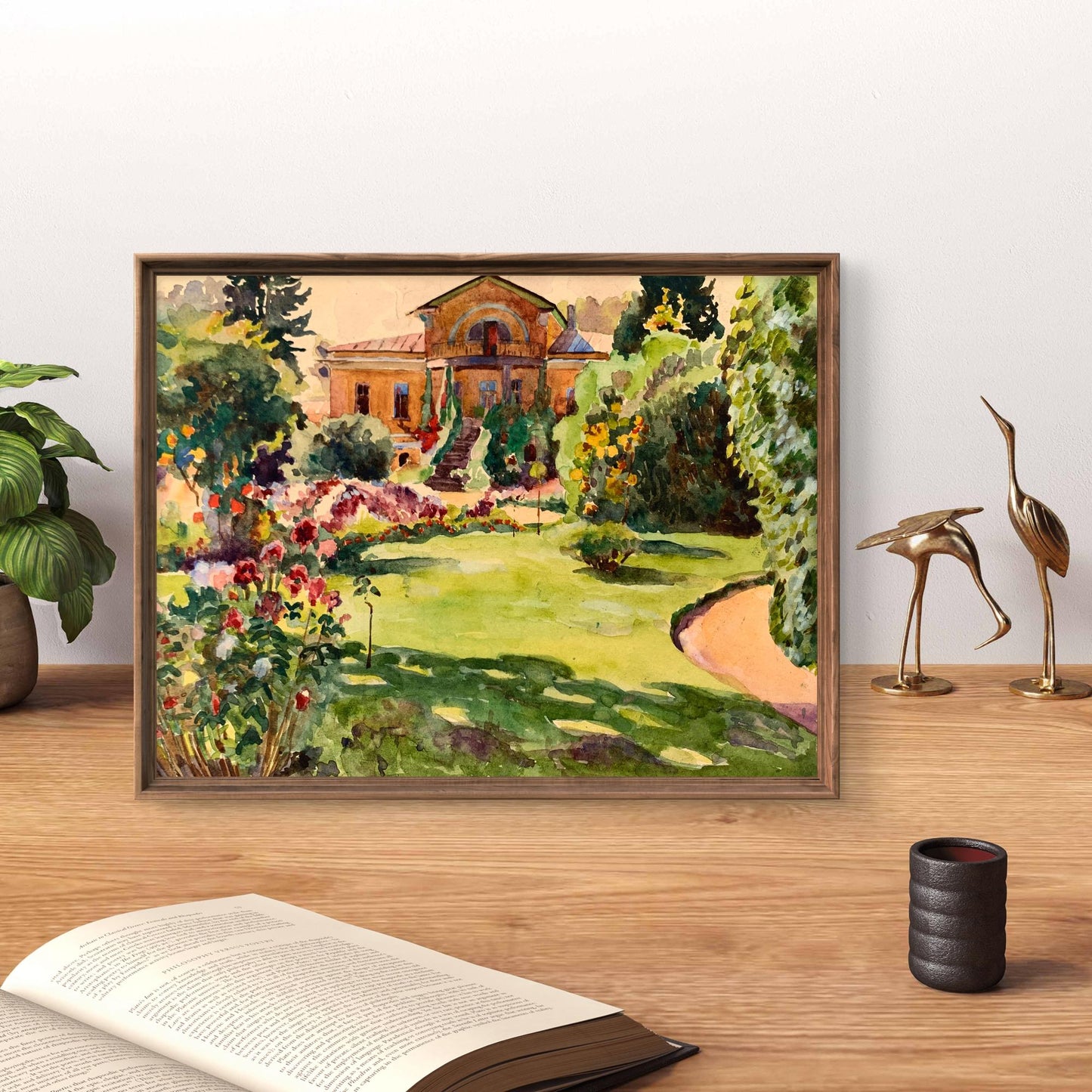 Watercolor painting Penthouse Garden Unknown artist