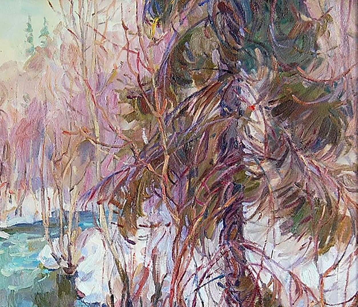 Oil painting Spring Forest landscape